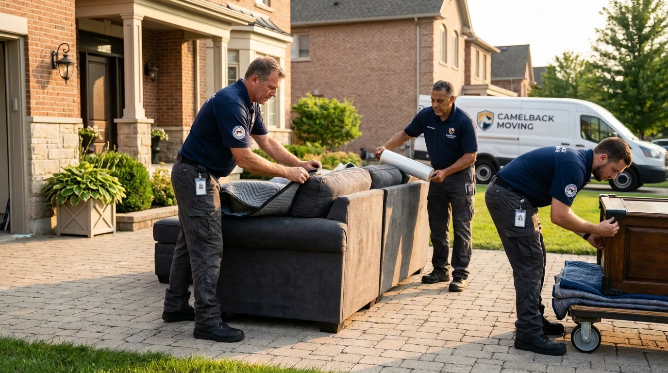 Large estate moving crew wrapping furniture in Otsego, MI